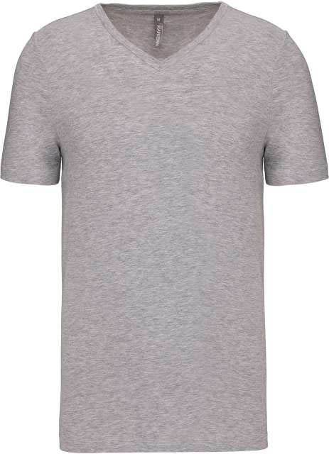 Kariban Men's Short-sleeved V-neck T-shirt - šedá