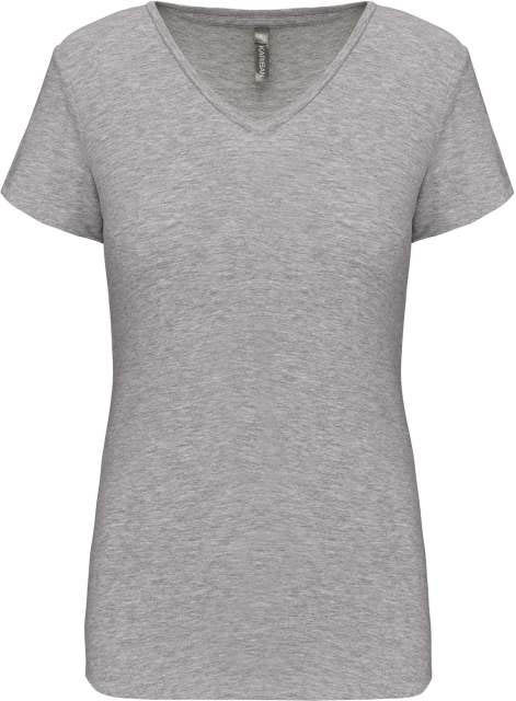 Kariban Ladies' Short-sleeved V-neck T-shirt - šedá