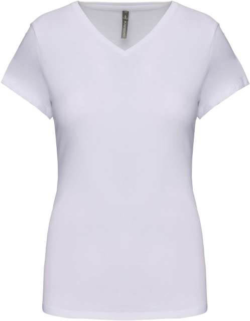 Kariban Ladies' Short-sleeved V-neck T-shirt - biela