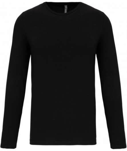 Kariban Men's Long-sleeved Crew Neck T-shirt - čierna