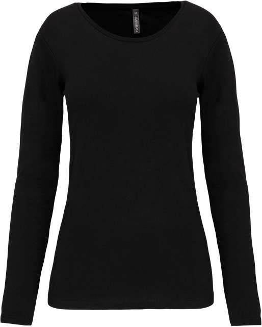 Kariban Ladies Long-sleeved Crew Neck T-shirt - čierna