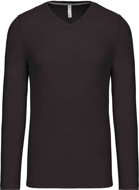 Kariban Men's Long-sleeved V-neck T-shirt - Grau