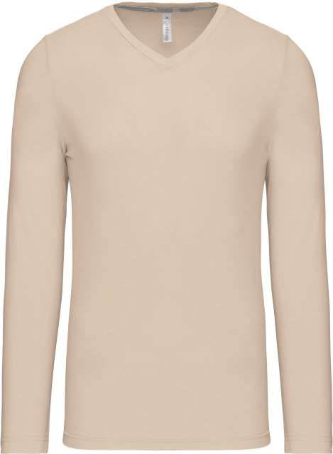 Kariban Men's Long-sleeved V-neck T-shirt - Bräune