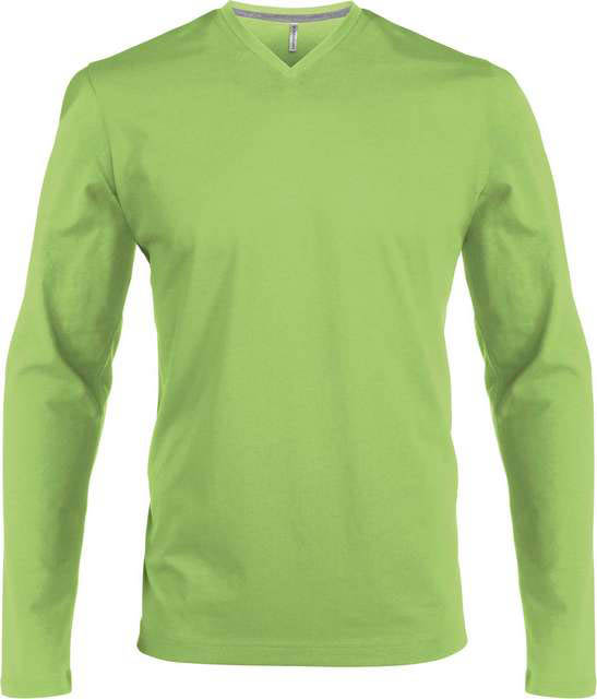 Kariban Men's Long-sleeved V-neck T-shirt - Kariban Men's Long-sleeved V-neck T-shirt - Lime