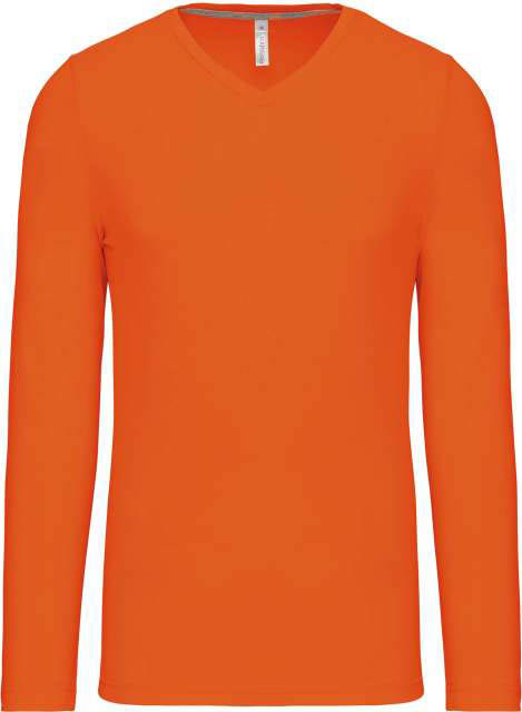 Kariban Men's Long-sleeved V-neck T-shirt - oranžová