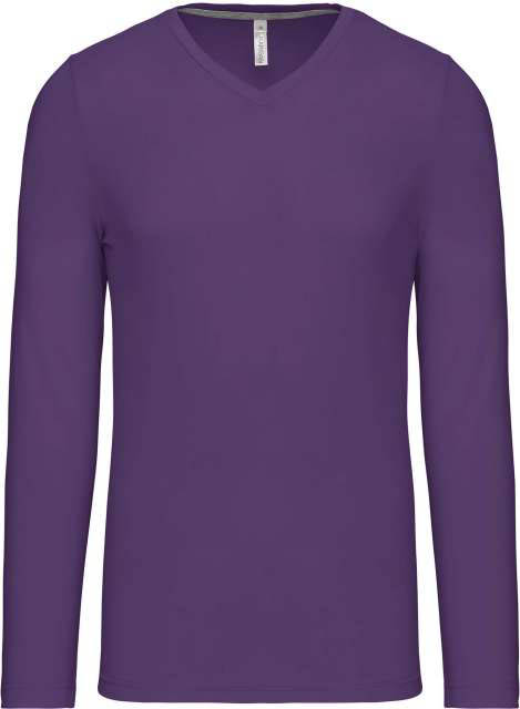 Kariban Men's Long-sleeved V-neck T-shirt - Kariban Men's Long-sleeved V-neck T-shirt - Purple