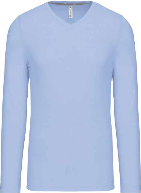 Kariban Men's Long-sleeved V-neck T-shirt - modrá