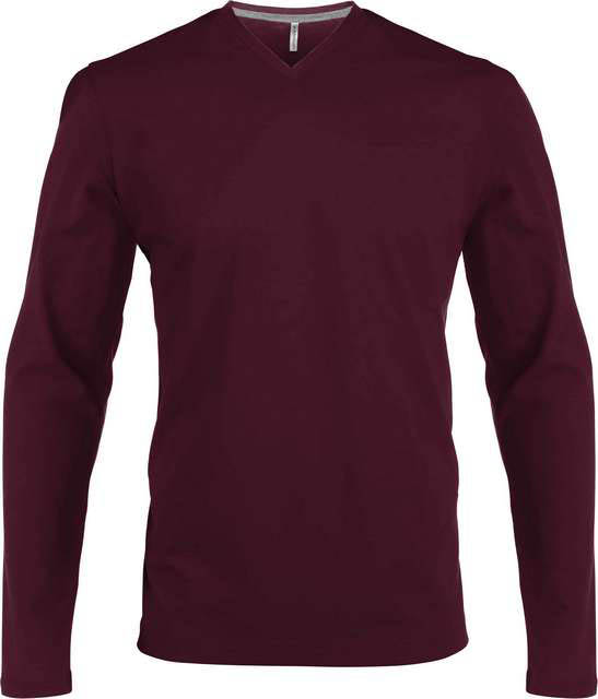 Kariban Men's Long-sleeved V-neck T-shirt - Rot