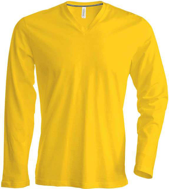 Kariban Men's Long-sleeved V-neck T-shirt - žltá