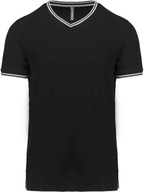 Kariban Men's PiquÉ Knit V-neck T-shirt - černá