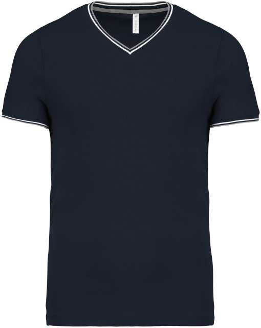 Kariban Men's PiquÉ Knit V-neck T-shirt - modrá