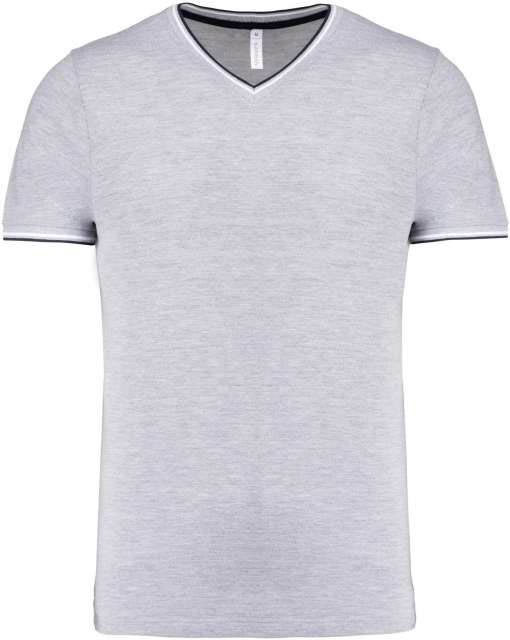 Kariban Men's PiquÉ Knit V-neck T-shirt - šedá