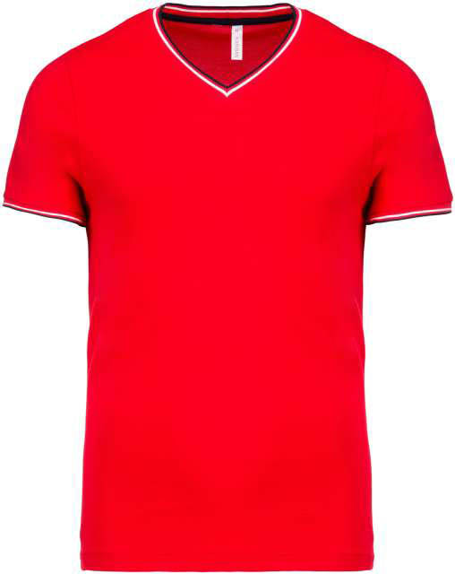 Kariban Men's PiquÉ Knit V-neck T-shirt - červená