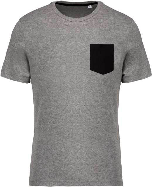 Kariban Organic Cotton T-shirt With Pocket Detail - šedá