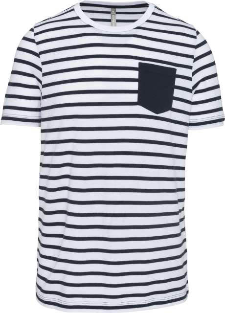 Kariban Striped Short Sleeve Sailor T-shirt With Pocket - bílá