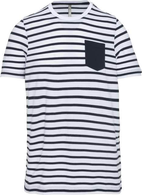 Kariban Kids' Striped Short Sleeve Sailor T-shirt With Pocket - Weiß 