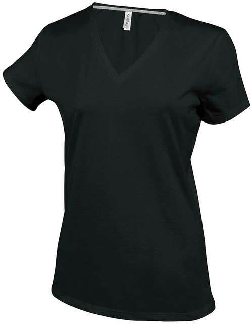 Kariban Ladies' Short-sleeved V-neck T-shirt - čierna