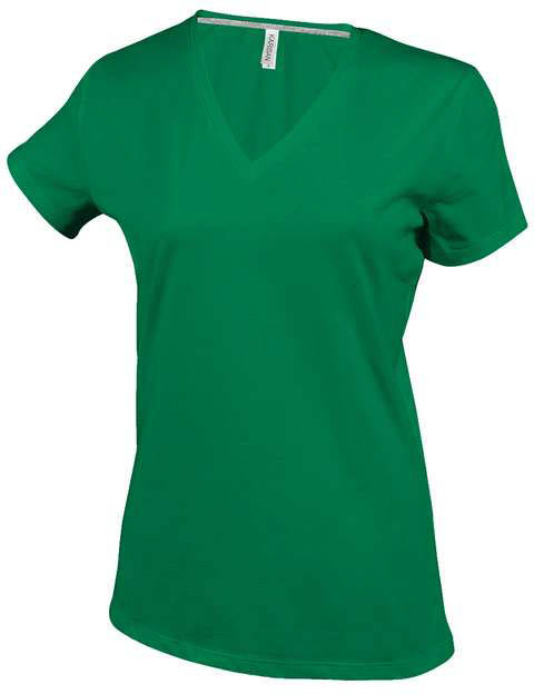 Kariban Ladies' Short-sleeved V-neck T-shirt - Kariban Ladies' Short-sleeved V-neck T-shirt - Kelly Green