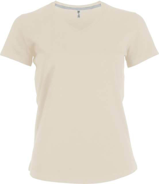 Kariban Ladies' Short-sleeved V-neck T-shirt - hnedá