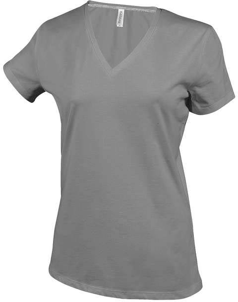 Kariban Ladies' Short-sleeved V-neck T-shirt - grey