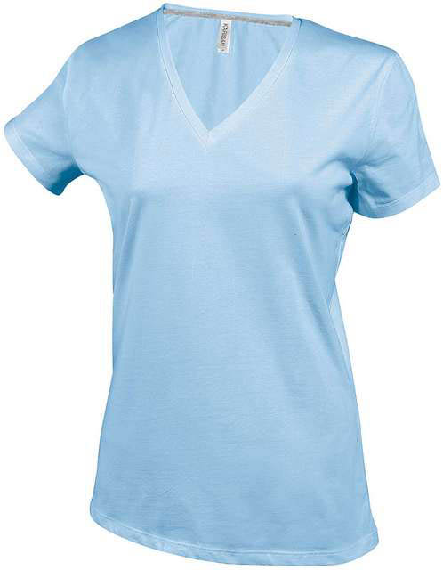 Kariban Ladies' Short-sleeved V-neck T-shirt - Kariban Ladies' Short-sleeved V-neck T-shirt - Stone Blue