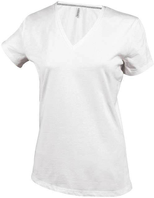 Kariban Ladies' Short-sleeved V-neck T-shirt - biela