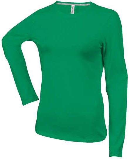Kariban Ladies' Long-sleeved Crew Neck T-shirt - Kariban Ladies' Long-sleeved Crew Neck T-shirt - Kelly Green