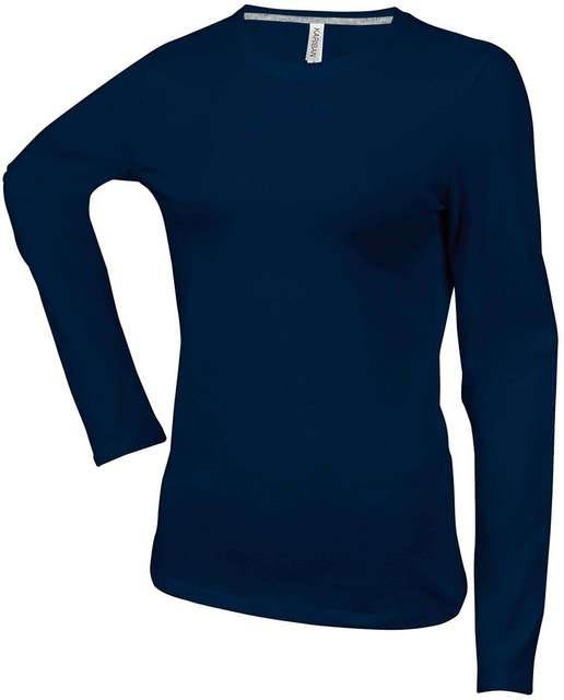Kariban Ladies' Long-sleeved Crew Neck T-shirt - modrá