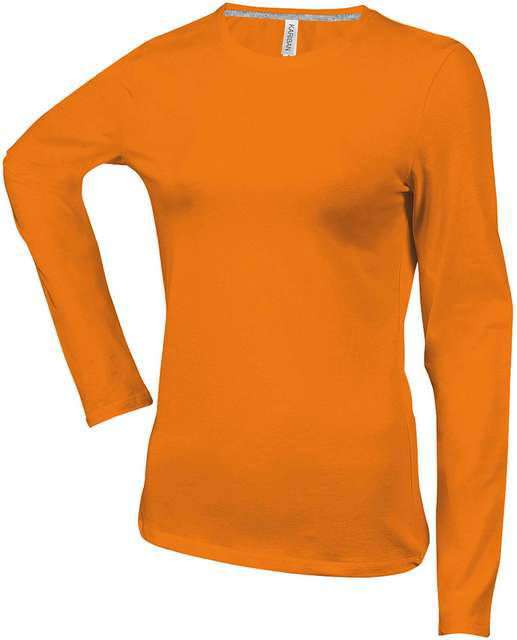 Kariban Ladies' Long-sleeved Crew Neck T-shirt - oranžová