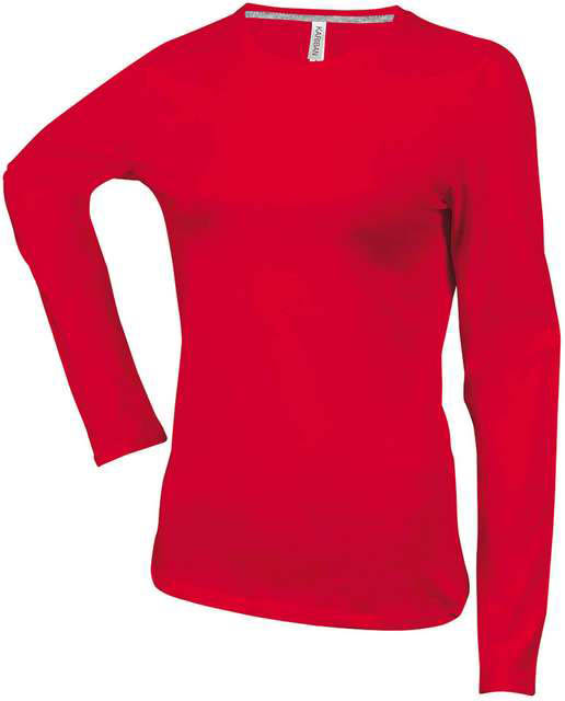 Kariban Ladies' Long-sleeved Crew Neck T-shirt - červená