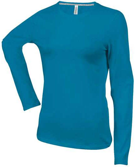 Kariban Ladies' Long-sleeved Crew Neck T-shirt - modrá
