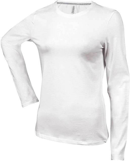 Kariban Ladies' Long-sleeved Crew Neck T-shirt - biela