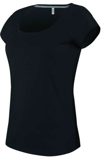 Kariban Ladies’ Boat Neck Short-sleeved T-shirt - čierna