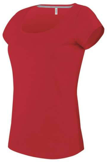 Kariban Ladies’ Boat Neck Short-sleeved T-shirt - Kariban Ladies’ Boat Neck Short-sleeved T-shirt - Cherry Red