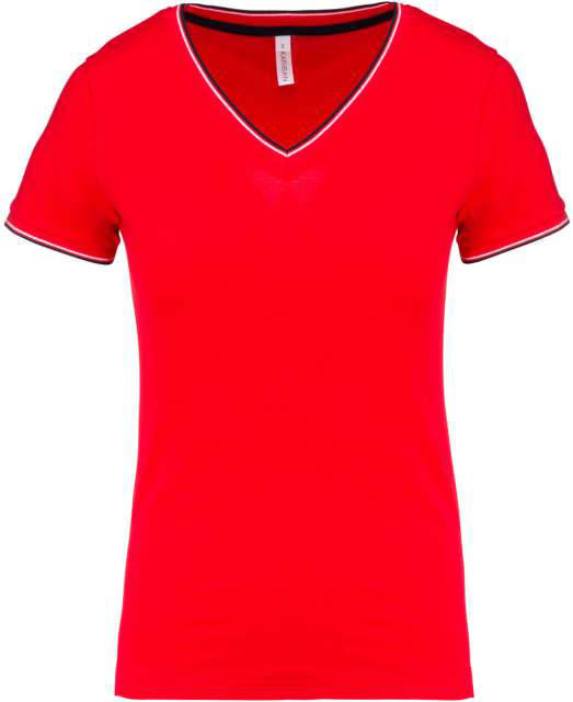Kariban Ladies' PiquÉ Knit V-neck T-shirt - Kariban Ladies' PiquÉ Knit V-neck T-shirt - Red