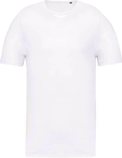 Kariban Men's Short-sleeved Organic T-shirt With Raw Edge Neckline - biela