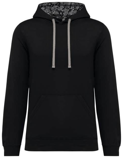 Kariban Unisex Contrast Patterned Hooded Sweatshirt - čierna