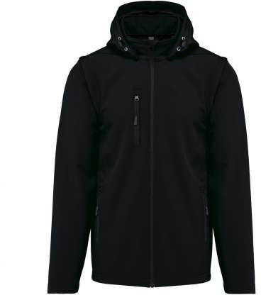 Kariban Unisex 3-layer Softshell Hooded Jacket With Removable Sleeves - čierna