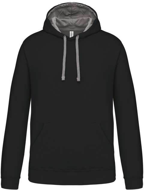 Kariban Men's Contrast Hooded Sweatshirt - čierna