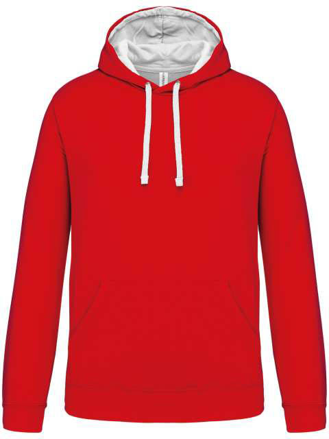 Kariban Men's Contrast Hooded Sweatshirt mikina - červená
