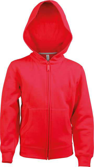 Kariban Kids Full Zip Hooded Sweatshirt - red
