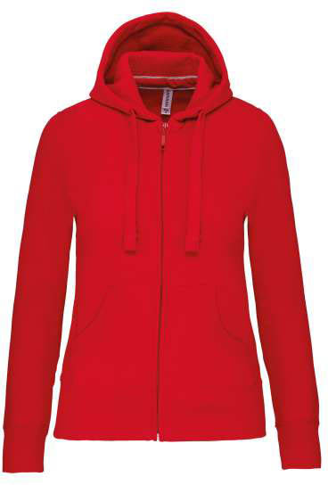 Kariban Ladies' Full Zip Hooded Sweatshirt mikina - červená