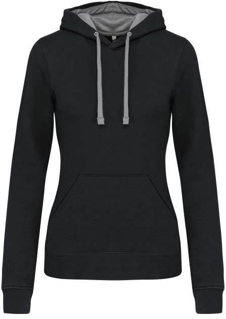 Kariban Ladies’ Contrast Hooded Sweatshirt - čierna