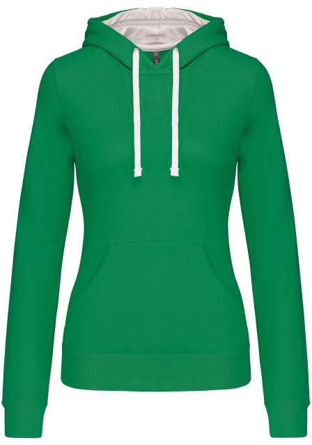 Kariban Ladies’ Contrast Hooded Sweatshirt - zelená