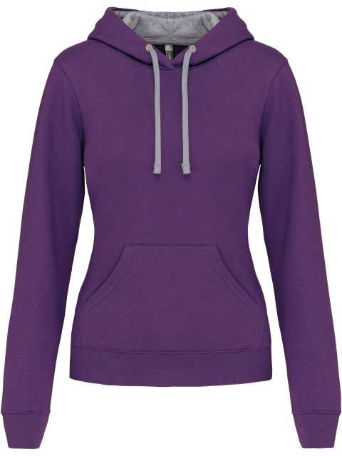 Kariban Ladies’ Contrast Hooded Sweatshirt - fialová