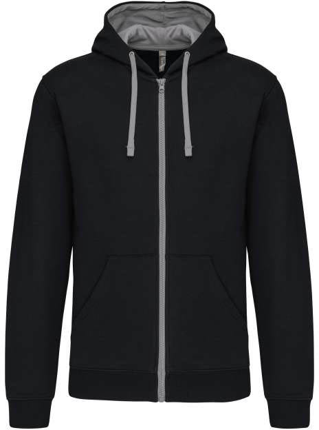 Kariban Men's Contrast Hooded Full Zip Sweatshirt mikina - černá