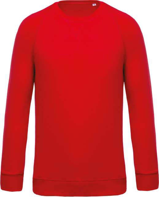 Kariban Men's Organic Cotton Crew Neck Raglan Sleeve Sweatshirt - red