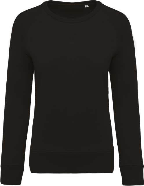 Kariban Ladies’ Organic Cotton Crew Neck Raglan Sleeve Sweatshirt mikina - černá
