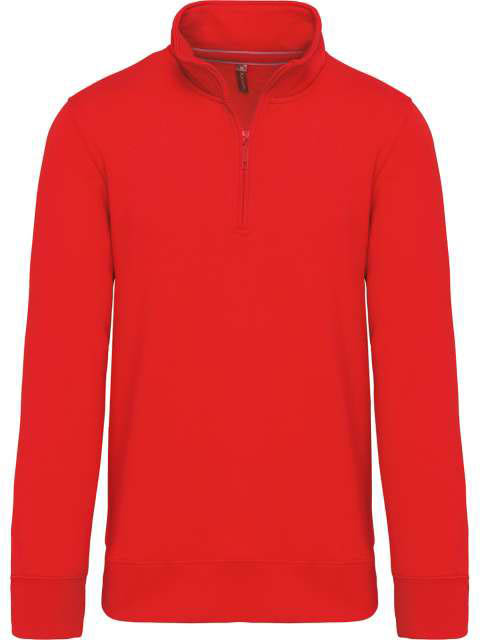 Kariban Zipped Neck Sweatshirt mikina - červená