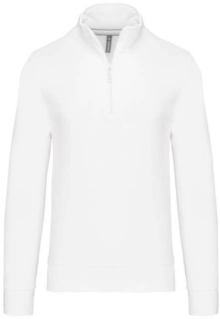 Kariban Zipped Neck Sweatshirt - Weiß 